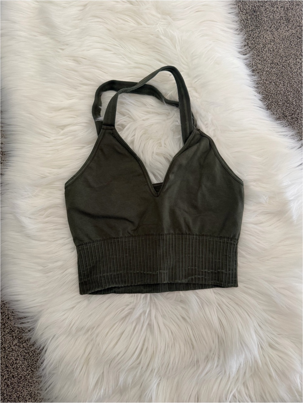 FP Movement by Free People Olive Green Crossback Ribbed Sports Bra - Picture 5 of 8